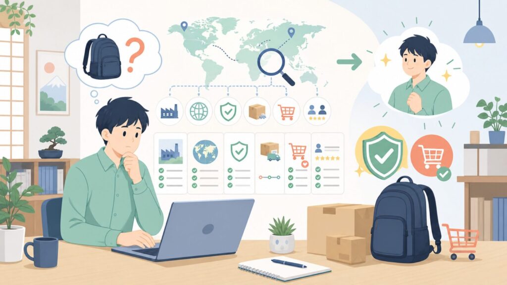 NeatPackはどこの国のブランド？製造国・会社情報・評判を徹底解説の要点を表すイラスト