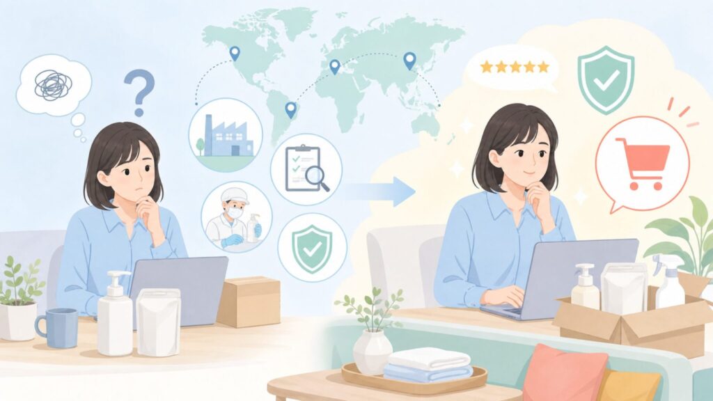 Solimoはどこの国のブランド？製造国・品質管理・安全性を徹底解説の要点を表すイラスト