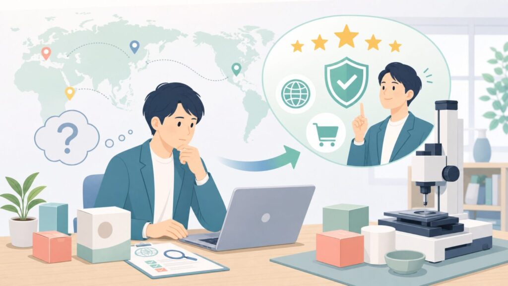 Brown & Sharpeはどこの国？米国発の精密測定老舗を解説の要点を表すイラスト