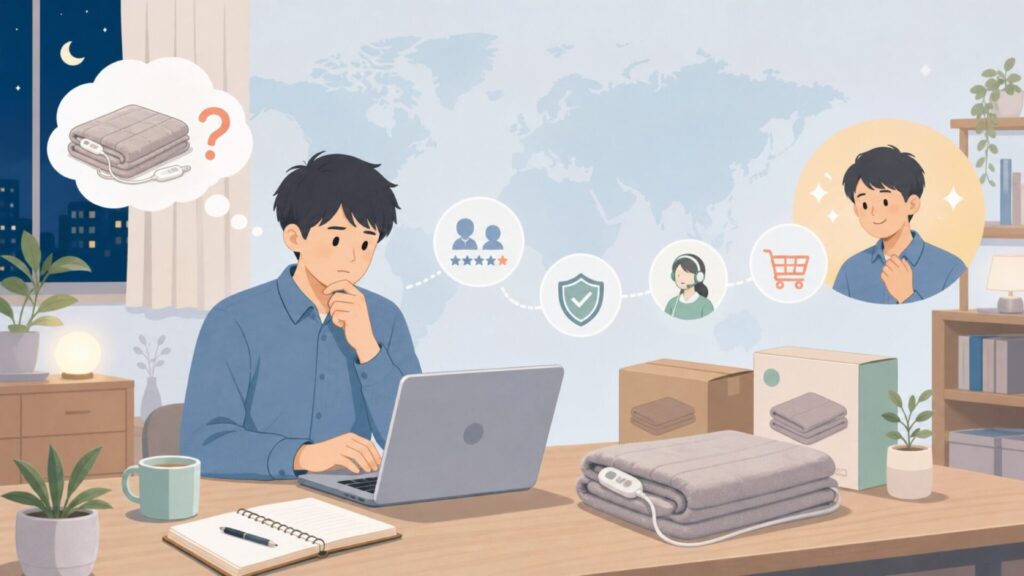 MunzeYiはどこの国のブランド？安全性・評判・サクラ疑惑を徹底調査の要点を表すイラスト