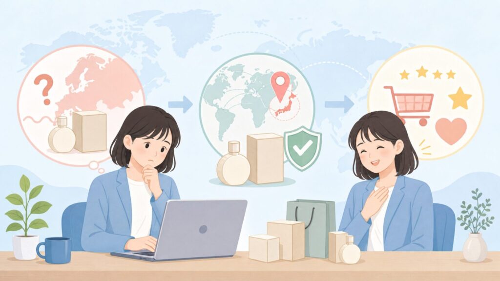 Le sourireはどこの国？フランス語の意味と日本ブランドとの関係を解説の要点を表すイラスト