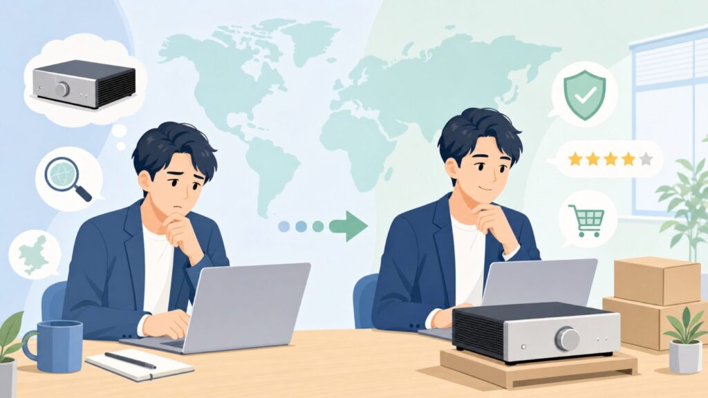 Cyrus Audio はどこの国？英国老舗40年の歴史と代表機種を徹底解説の要点を表すイラスト