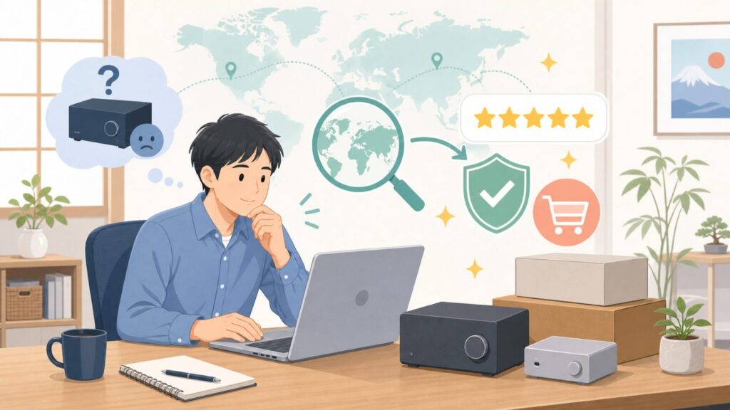 Acetone Audio はどこの国？ブランドの素顔と評判を徹底解説の要点を表すイラスト