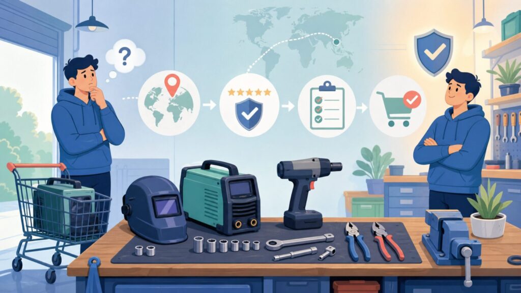 Sealey（溶接機）はどこの国？英国老舗工具メーカーの正体を解説の要点を表すイラスト