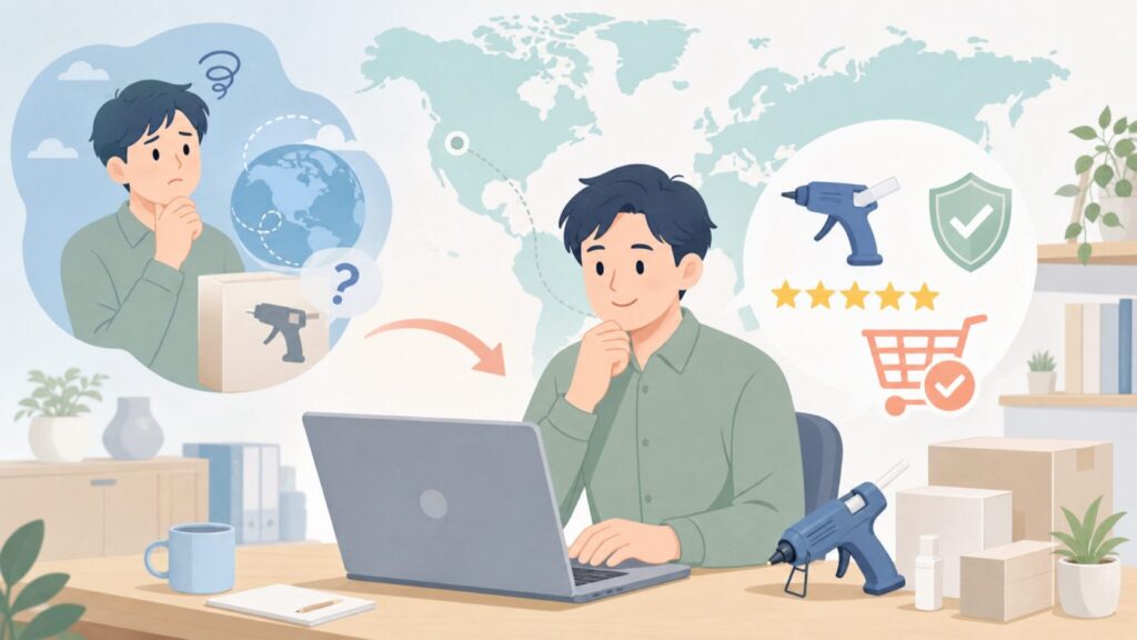 Surebonderはどこの国？アメリカ発の接着剤ブランドの正体の要点を表すイラスト