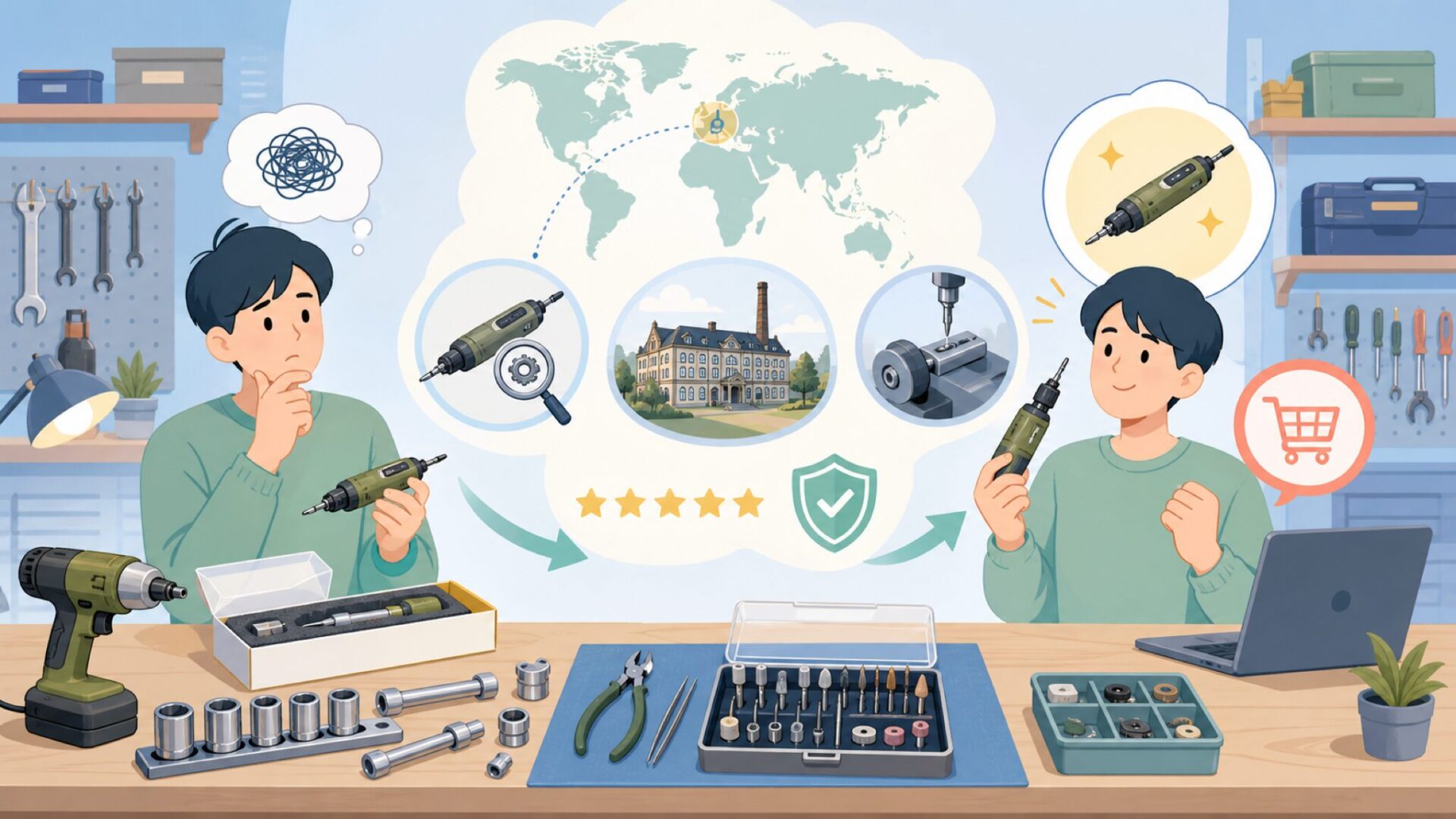Proxxon Micromotはどこの国？ドイツ発の精密ツールの正体の要点を表すイラスト