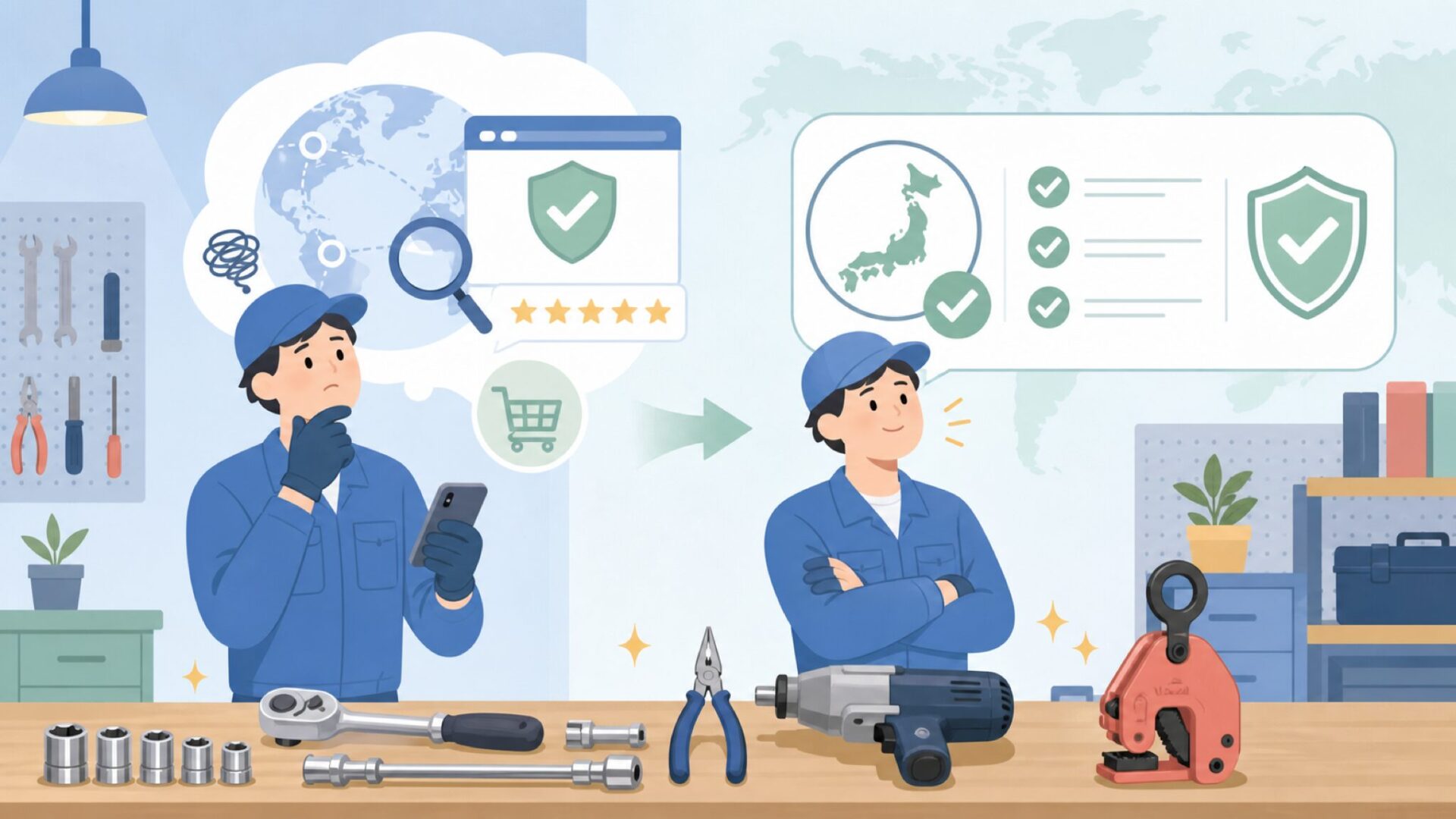 スーパーツール（Super Tool）はどこの国？日本の工具メーカーである理由の要点を表すイラスト