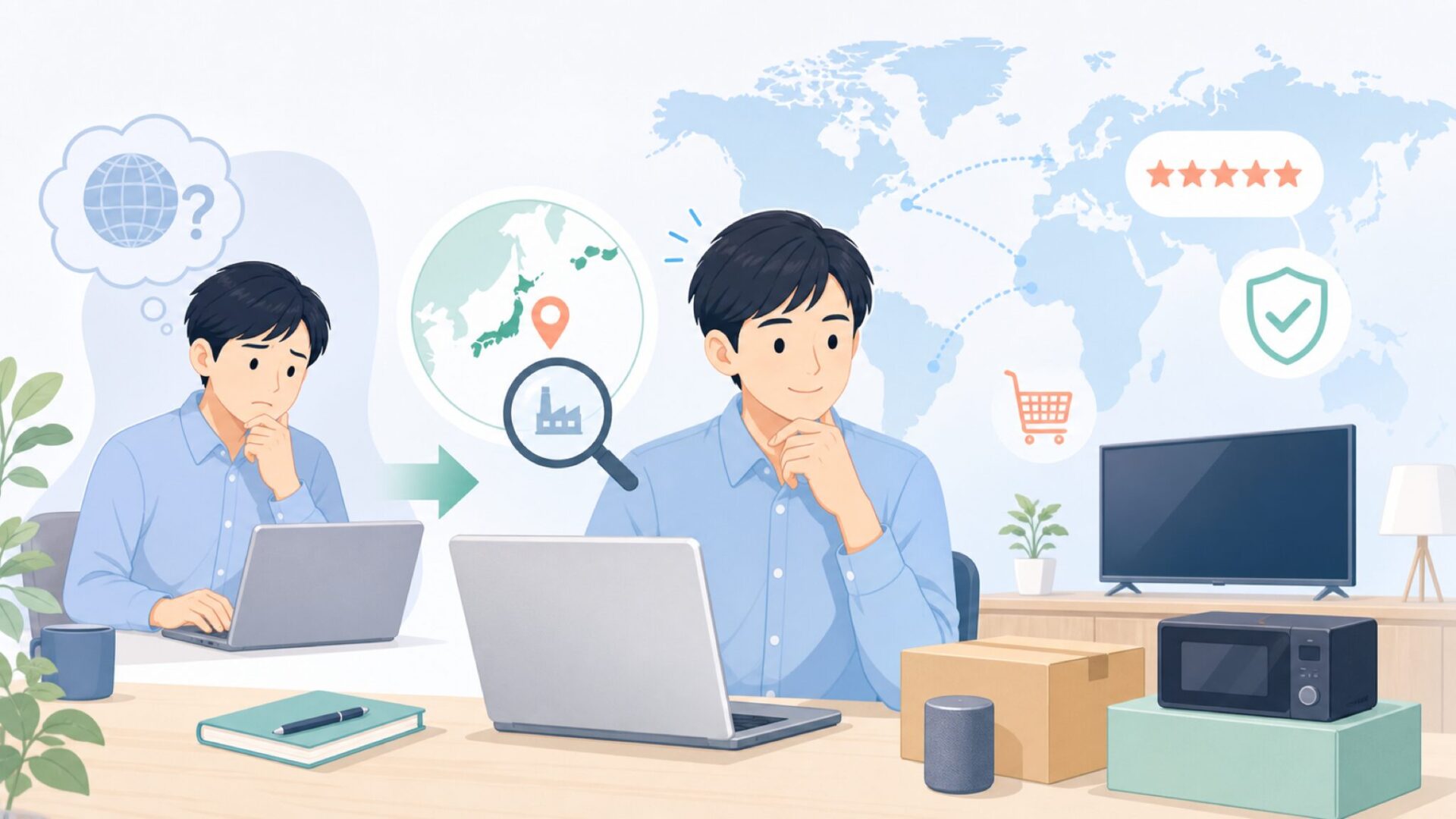 Azumaはどこの国？テレビ・家電ブランドの素性を根拠つき解説の要点を表すイラスト