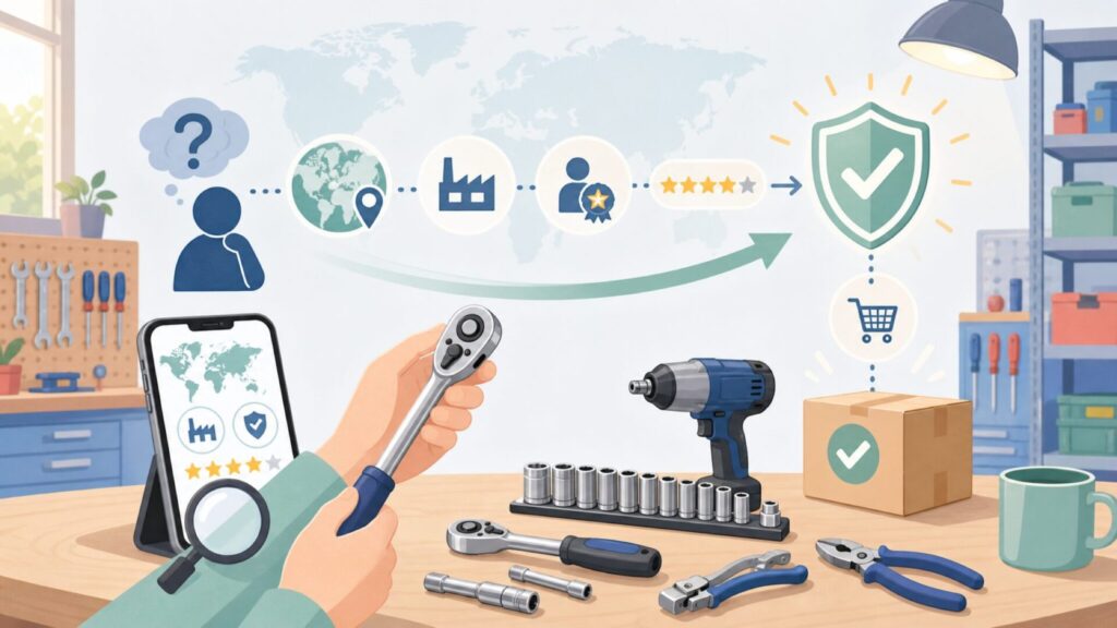 Pro-Autoはどこの国？製造元スエカゲツールと評価を即答の要点を表すイラスト