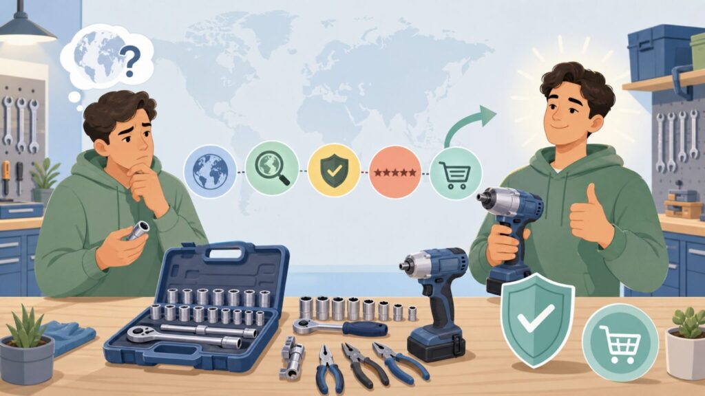 Draperはどこの国？イギリスの老舗工具メーカーを徹底解説の要点を表すイラスト