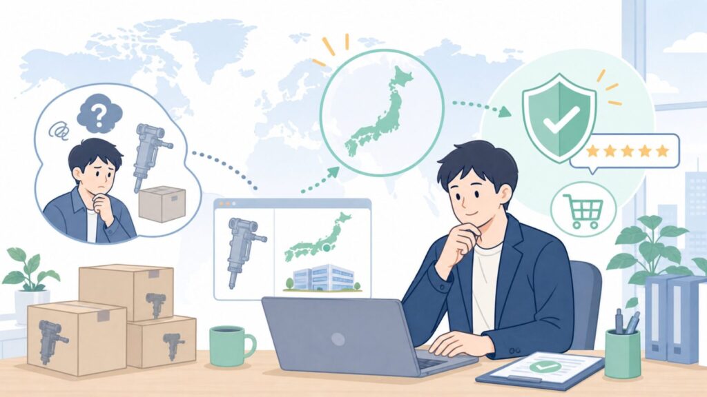 Nihon Pneumaticはどこの国？正体はNPK日本企業と判明の要点を表すイラスト