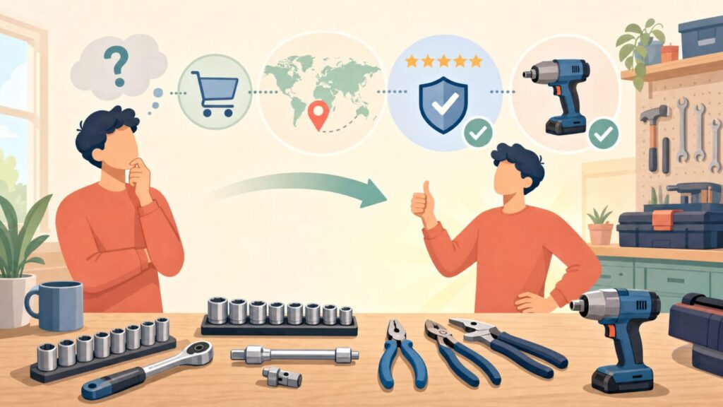 Kamasa（カマサ）はどこの国？スウェーデン発の工具を徹底解説の要点を表すイラスト