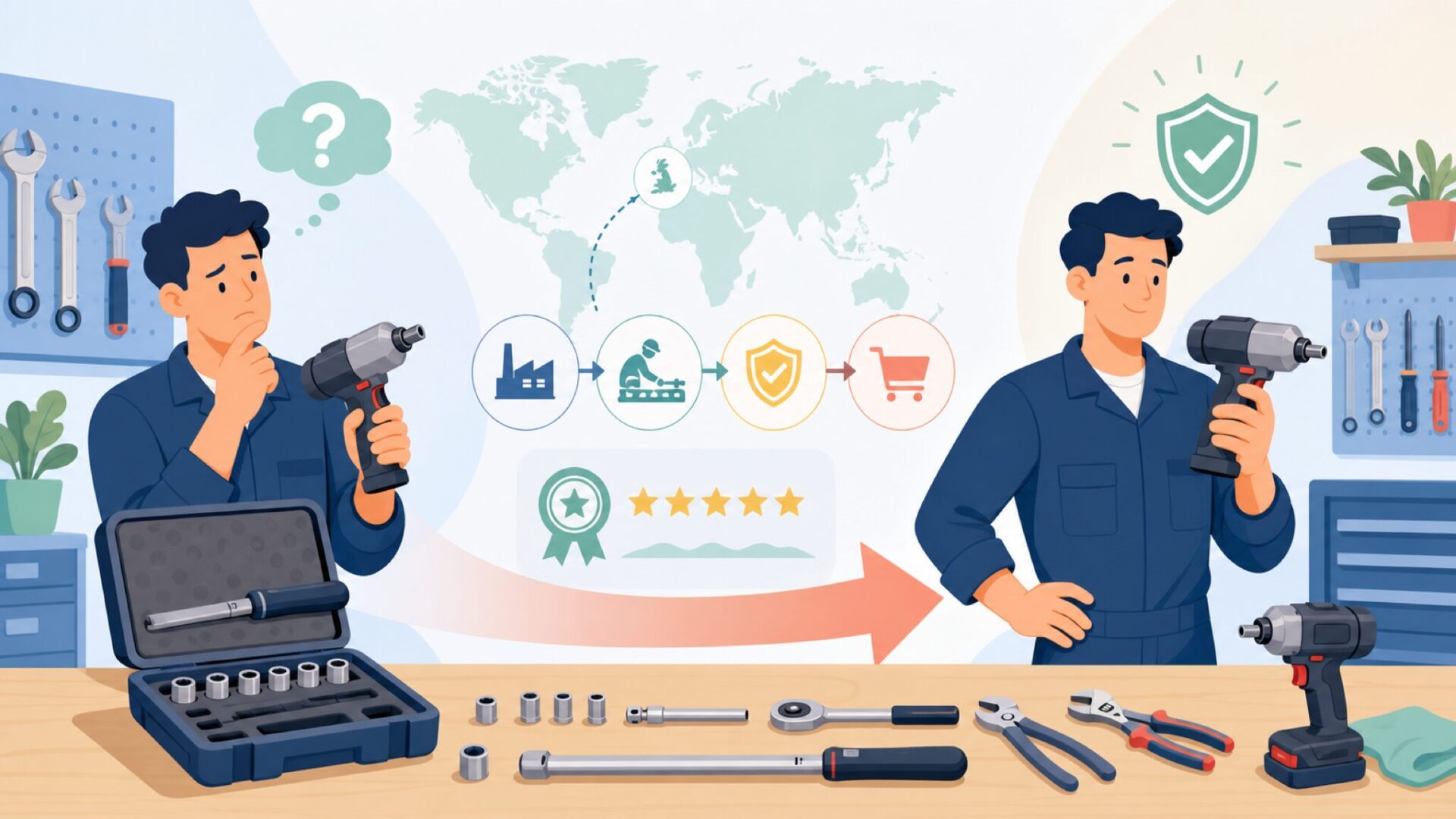 Norbarはどこの国？イギリスの老舗トルク専業メーカーを解説の要点を表すイラスト
