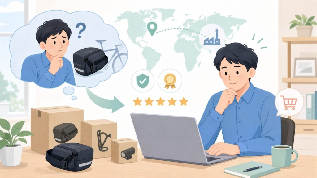 LEZYNE(レザイン)はどこの国?アメリカ発ブランドの正体を解説の要点を表すイラスト