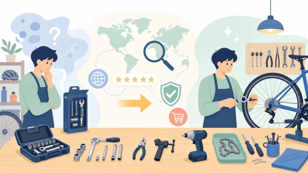IceToolzはどこの国？台湾発の自転車工具メーカーの正体の要点を表すイラスト