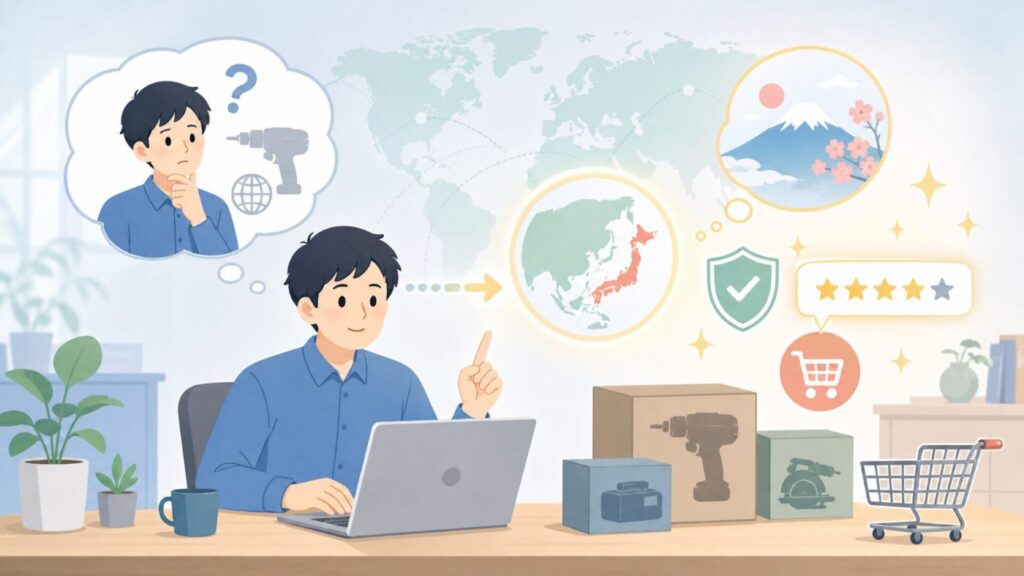 Makita USAはどこの国？マキタは日本企業か徹底解説の要点を表すイラスト