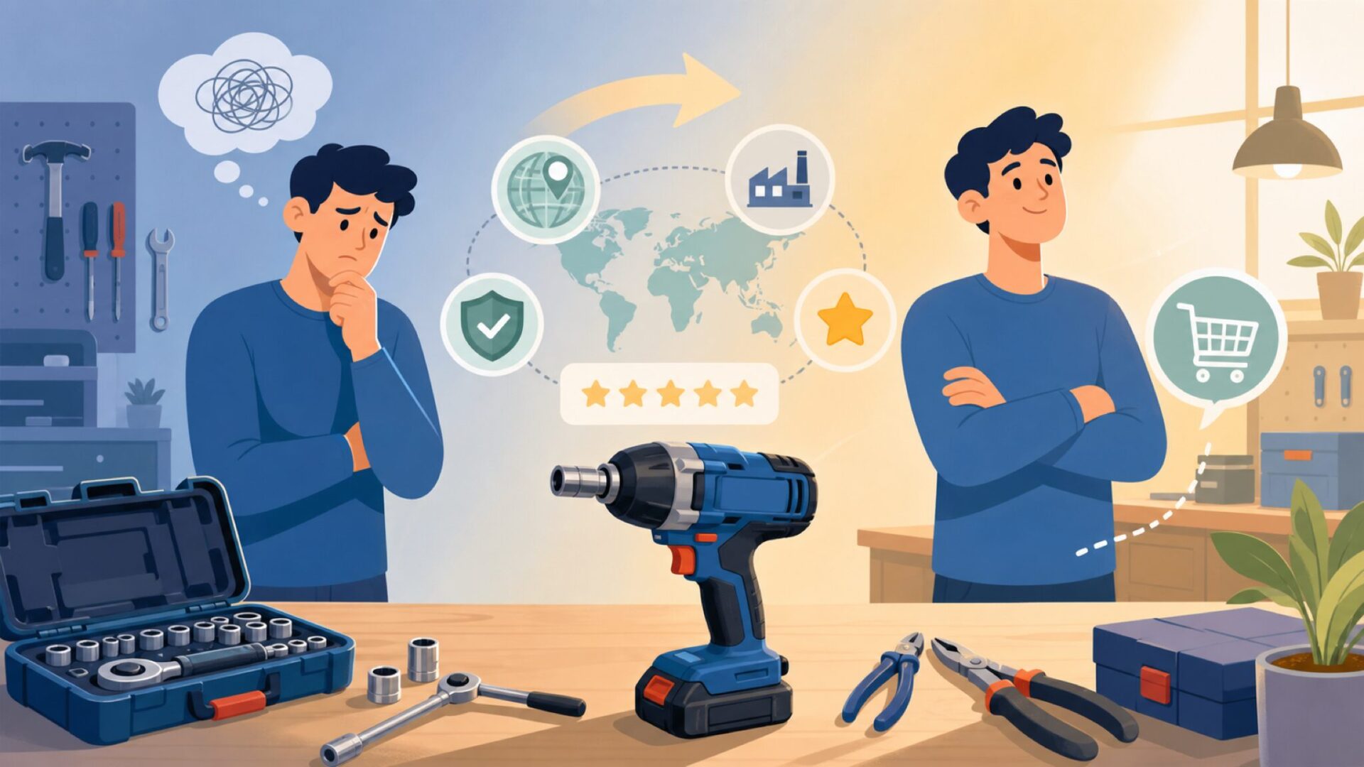 Bosch Professionalはどこの国？青い工具の正体と信頼性を解説の要点を表すイラスト