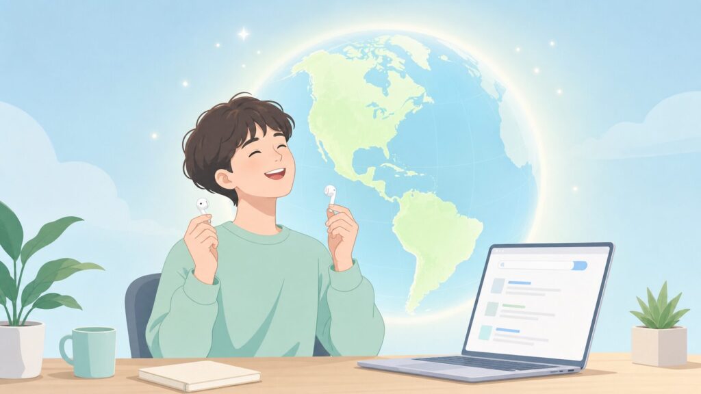 Supersonic Audioがどこの国のブランドか調べて安心する人物のイラスト