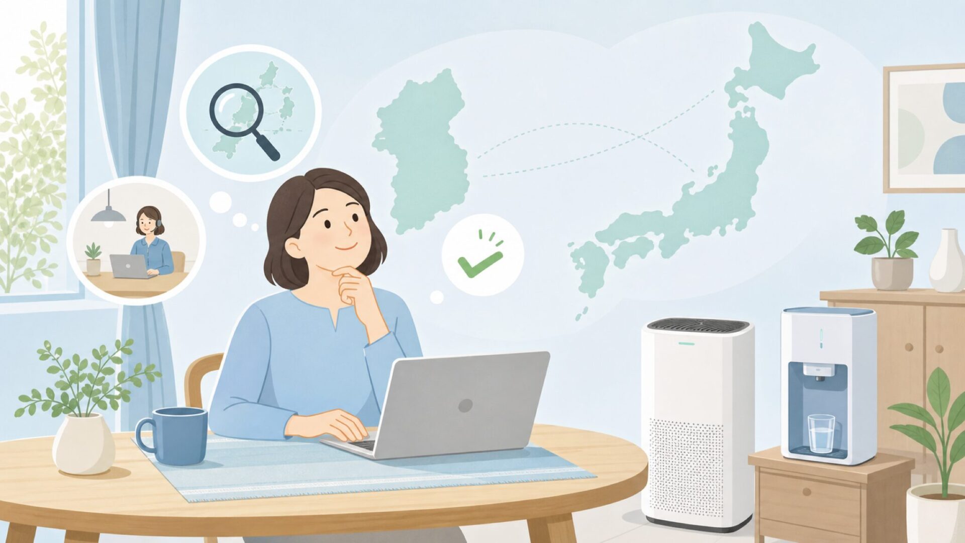 Cowayの国と日本法人を調べる家庭の様子
