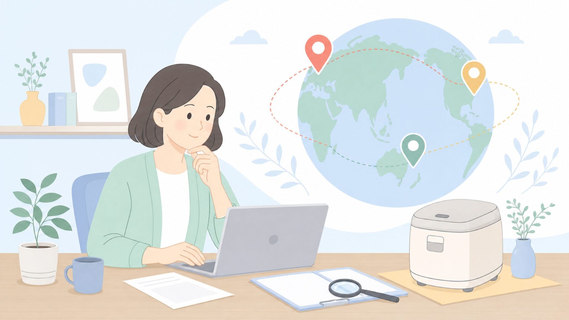 Imarflexの国籍と購入前確認を表すイラスト