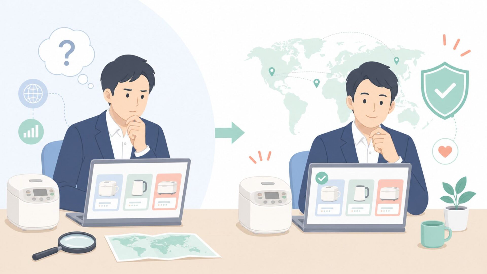 SOTHINGの国と信頼性を調べる人のイラスト