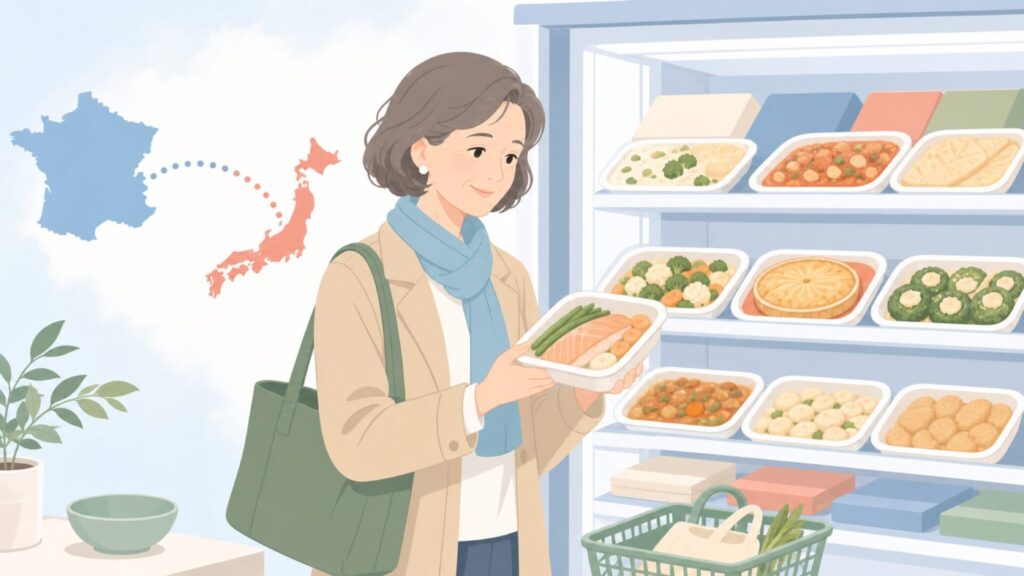フランス発の冷凍食品ブランドを確認するイラスト