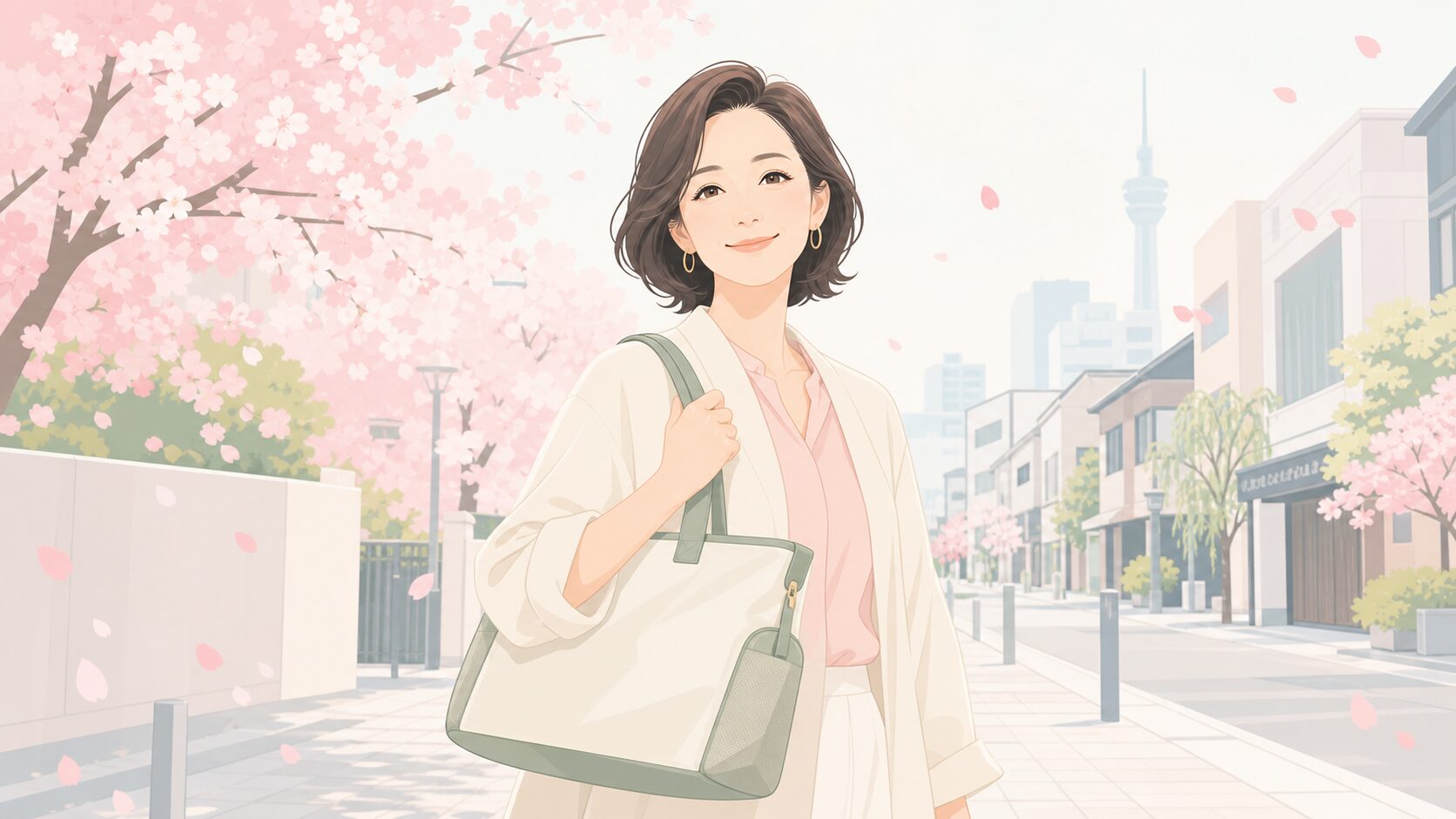 ペレボルサの日本発バッグブランドをイメージしたフラットイラスト