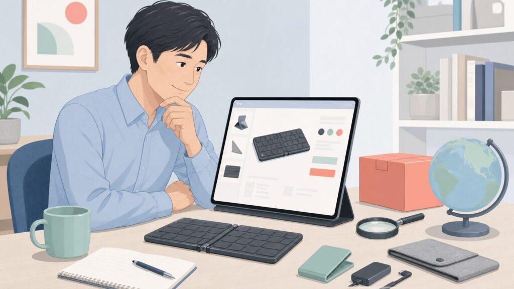 Omikamoの国や評判を調べる人のイラスト