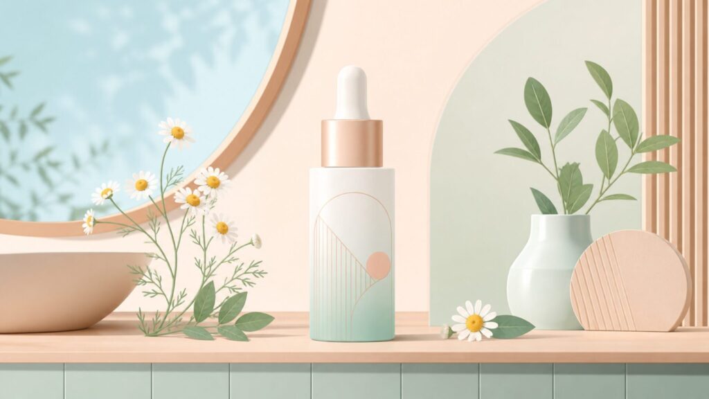 NILEの化粧水の日本ブランドとしての品質と安全性を表すイラスト