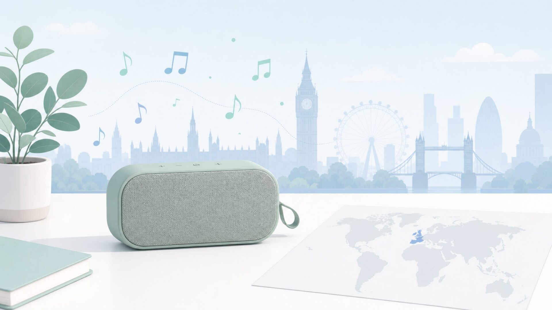 イギリス発のNudeAudioポータブルスピーカーとロンドンのシルエット