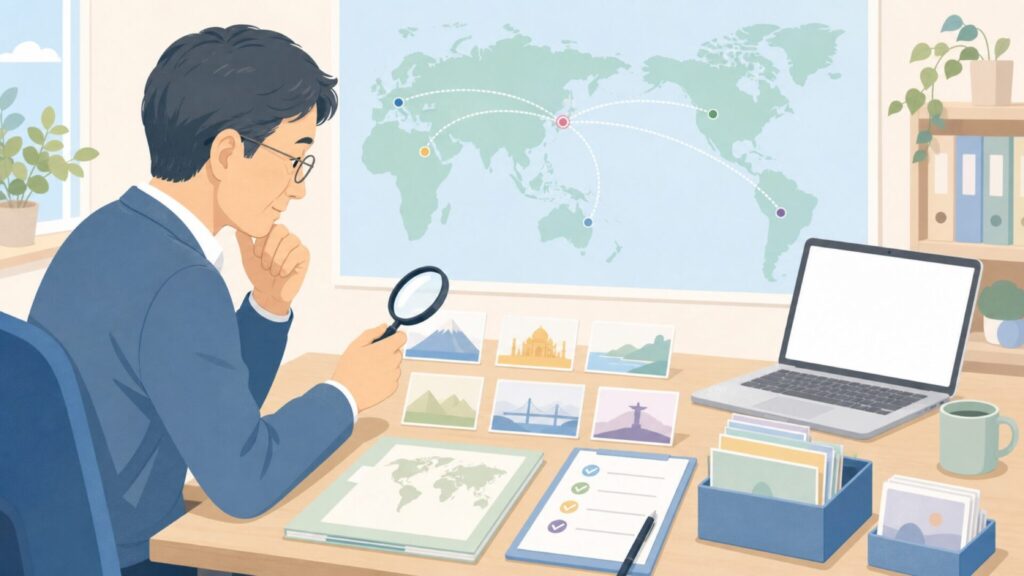 Aozoraの出自を確認する人物のイラスト