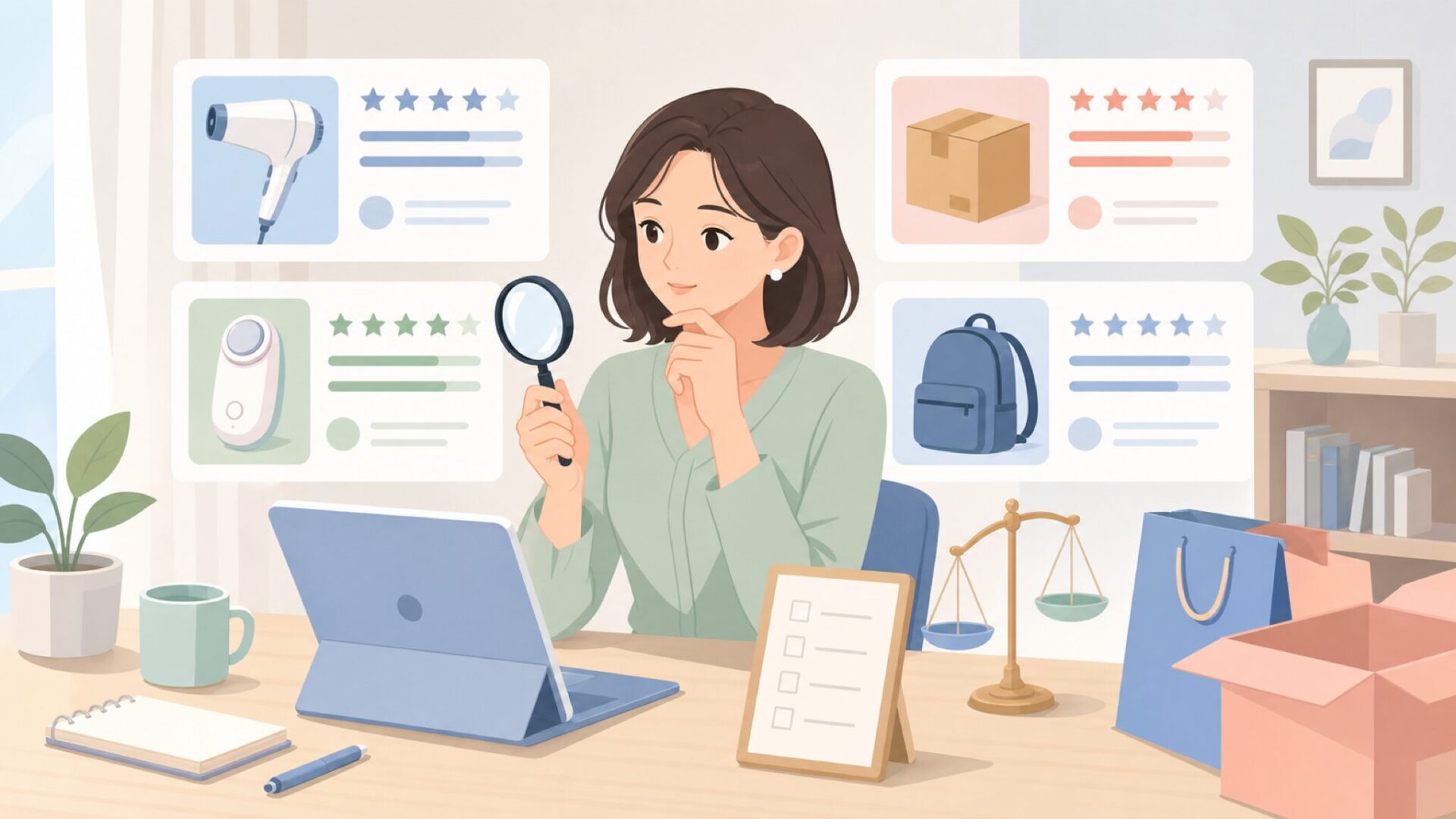 Anderisの評判を口コミから確認する人のイラスト