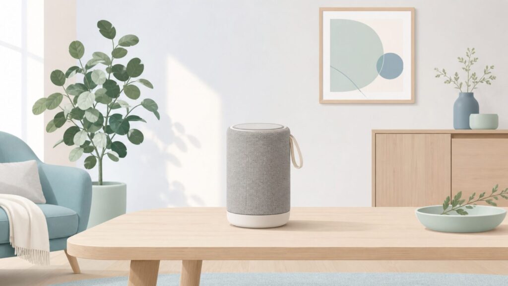 北欧インテリアの部屋に置かれたVifa Audioのスピーカー
