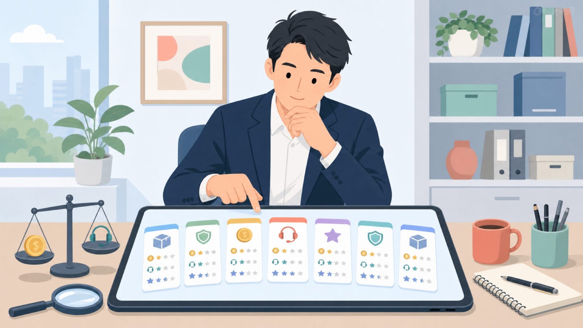 複数の代替ブランドを比較するイラスト