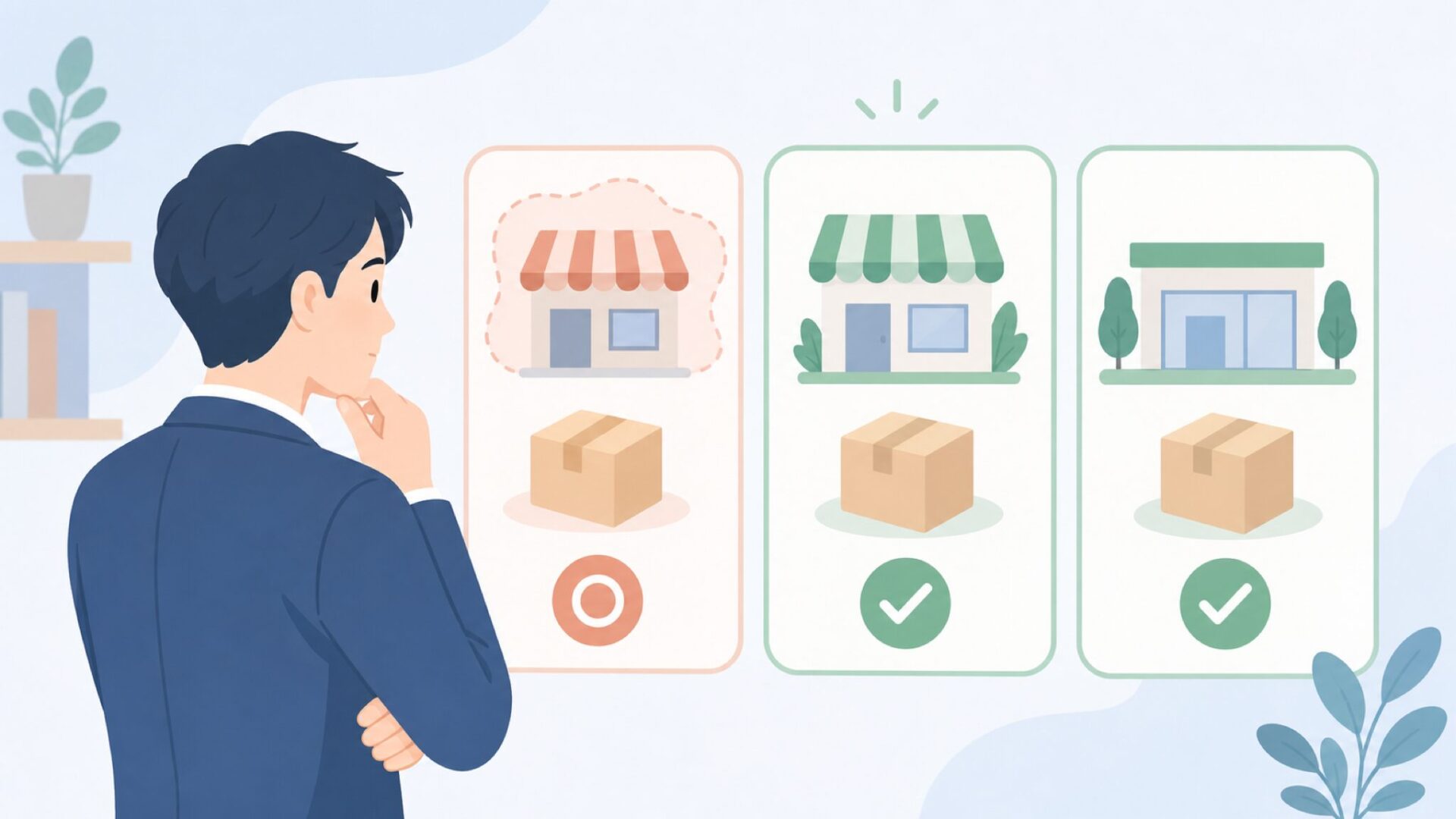 不安な商品と代替候補を比較する人物