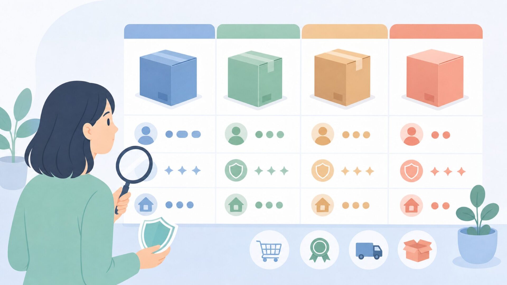 代替候補を比較する人物のイラスト