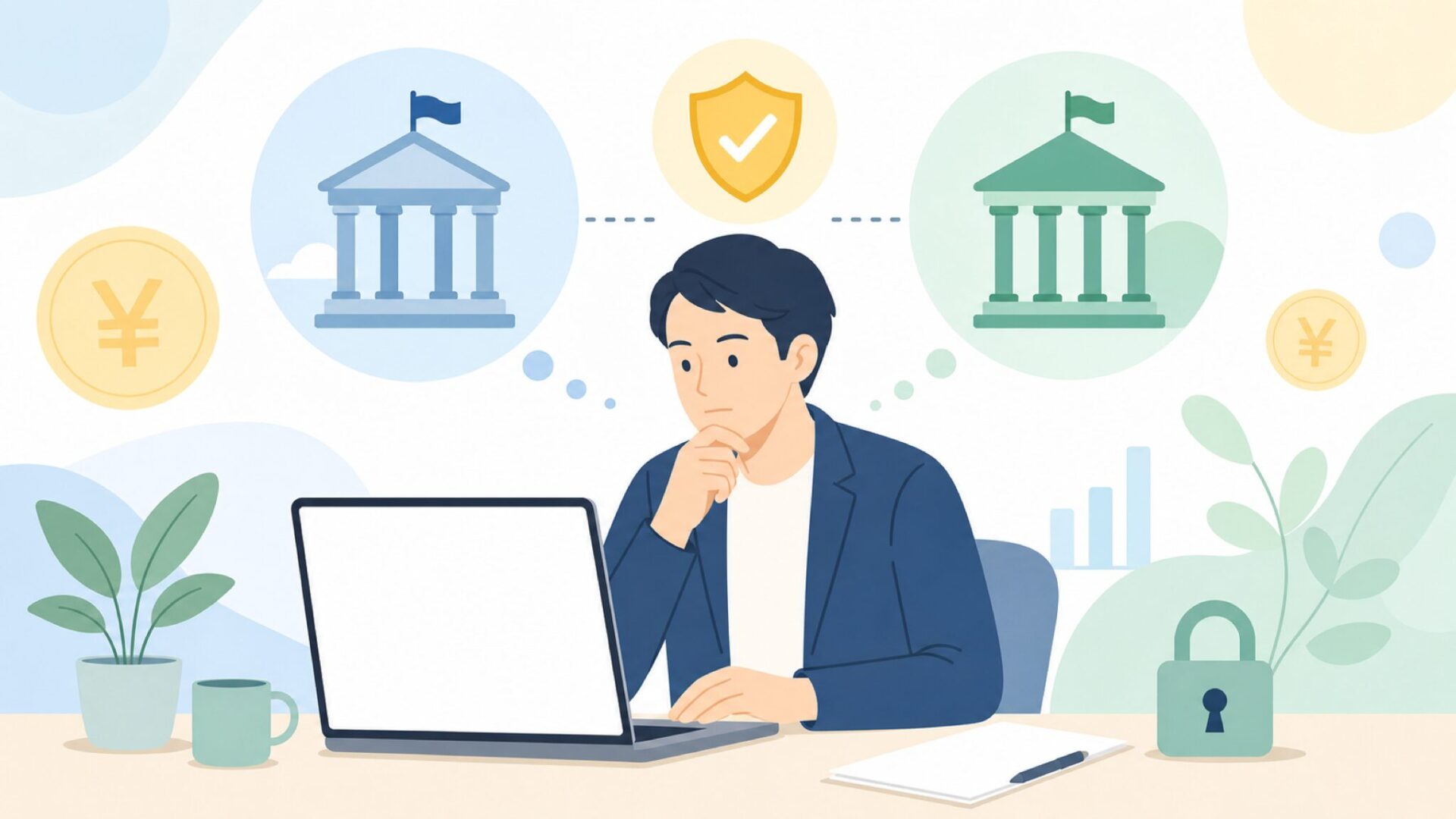 金融系Aozoraの信頼性を確認するイラスト