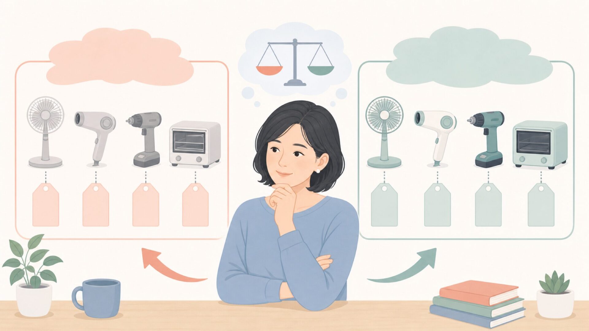 代替ブランドを比較する様子
