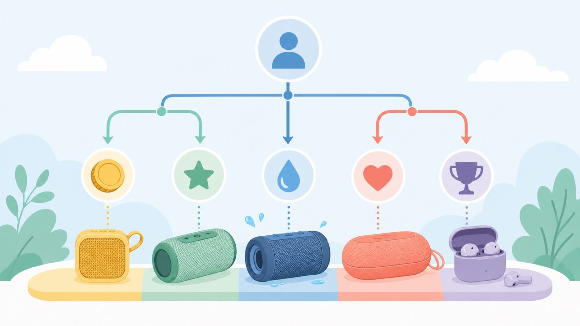 複数ブランドのスピーカー・イヤホンを並べた比較イメージ