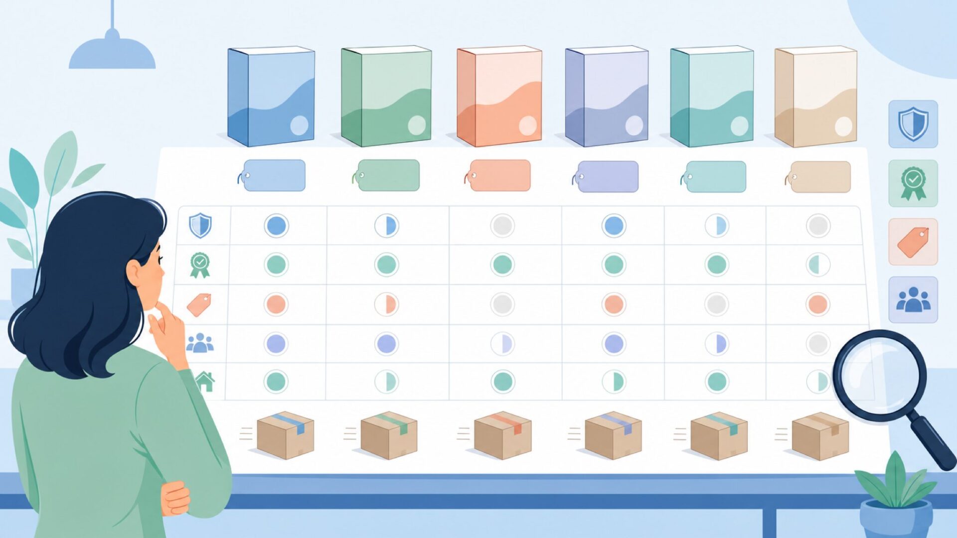 複数ブランドを比較する購入者のイラスト