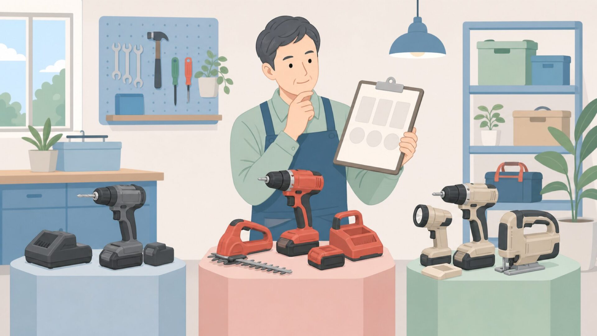 複数の工具ブランドを比較する様子