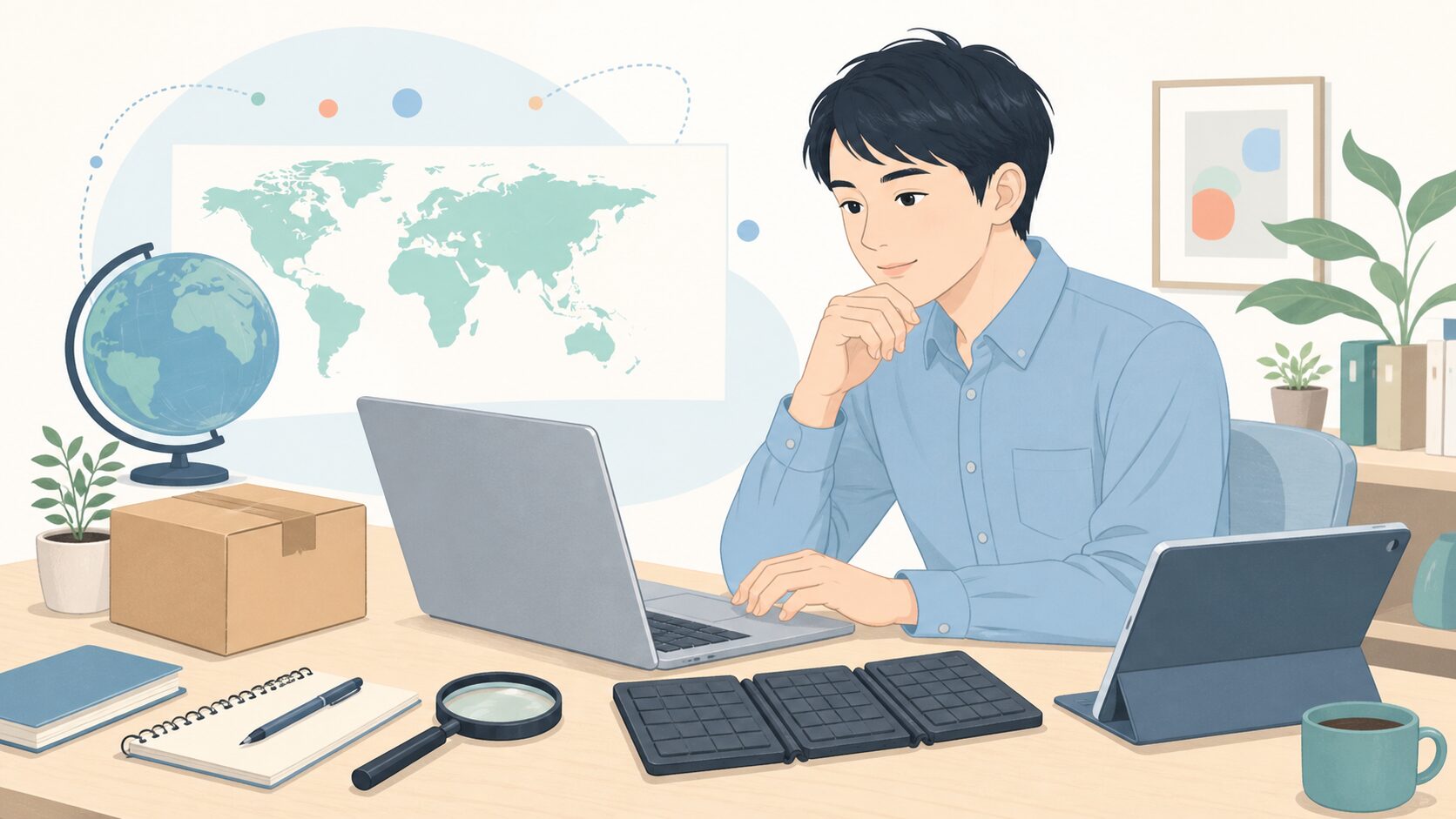 ブランドの所在を調べる人のイラスト