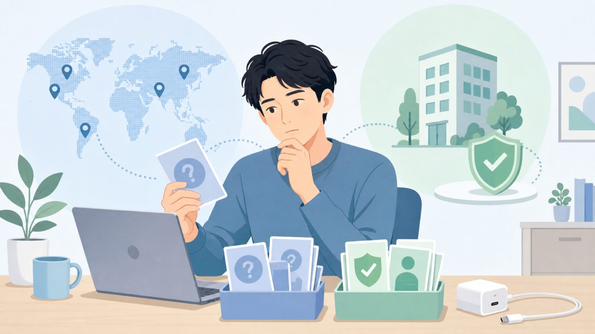 NOVOOの企業情報と安全性を調べる人のイラスト