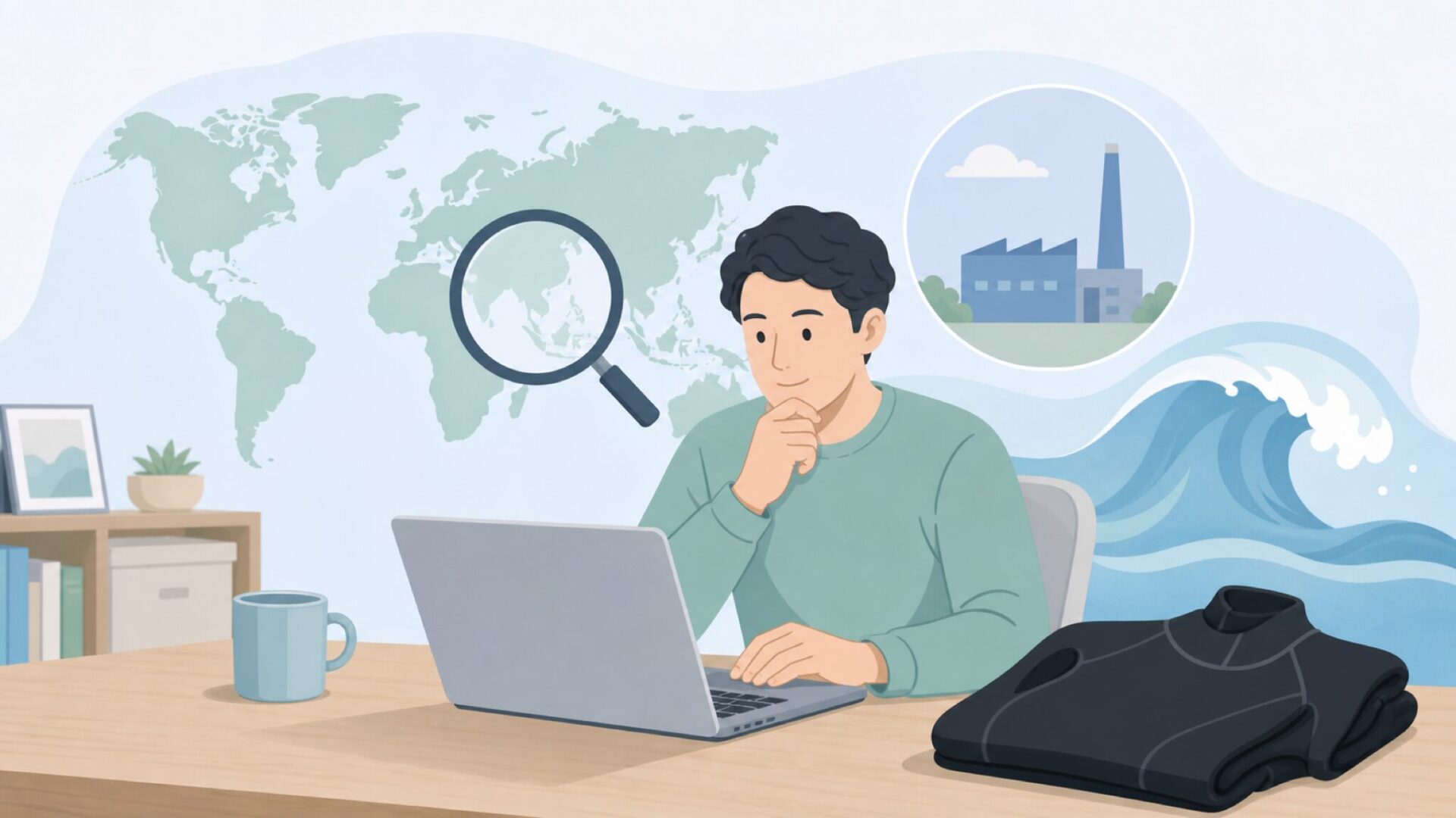 ブランドの国と販売実態を調べる様子