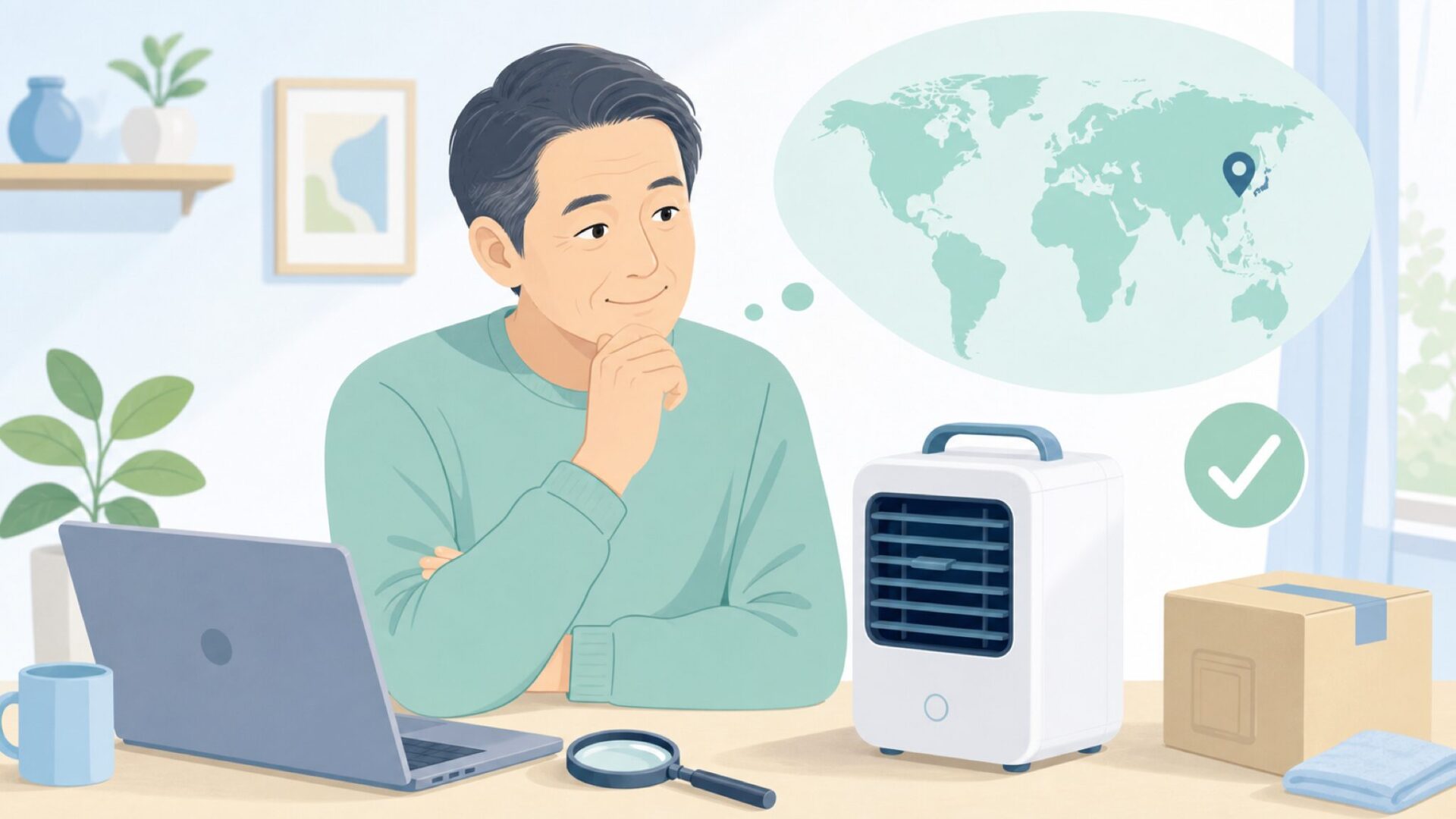 CoolBossの出どころを調べる買い物客
