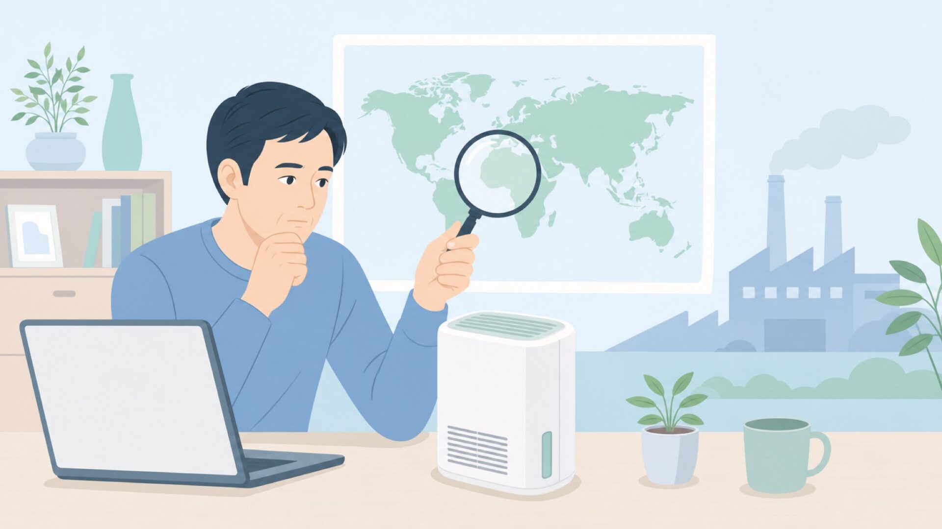 ブランドの素性を確認する購入者のイラスト