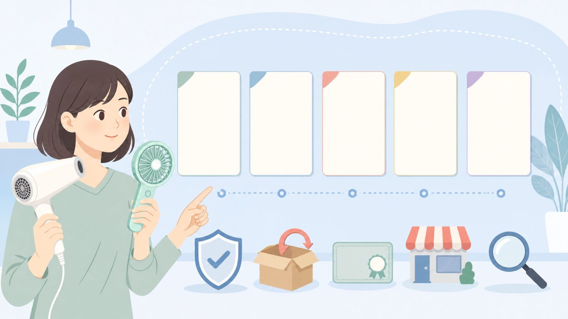 購入前チェック項目を確認するイラスト