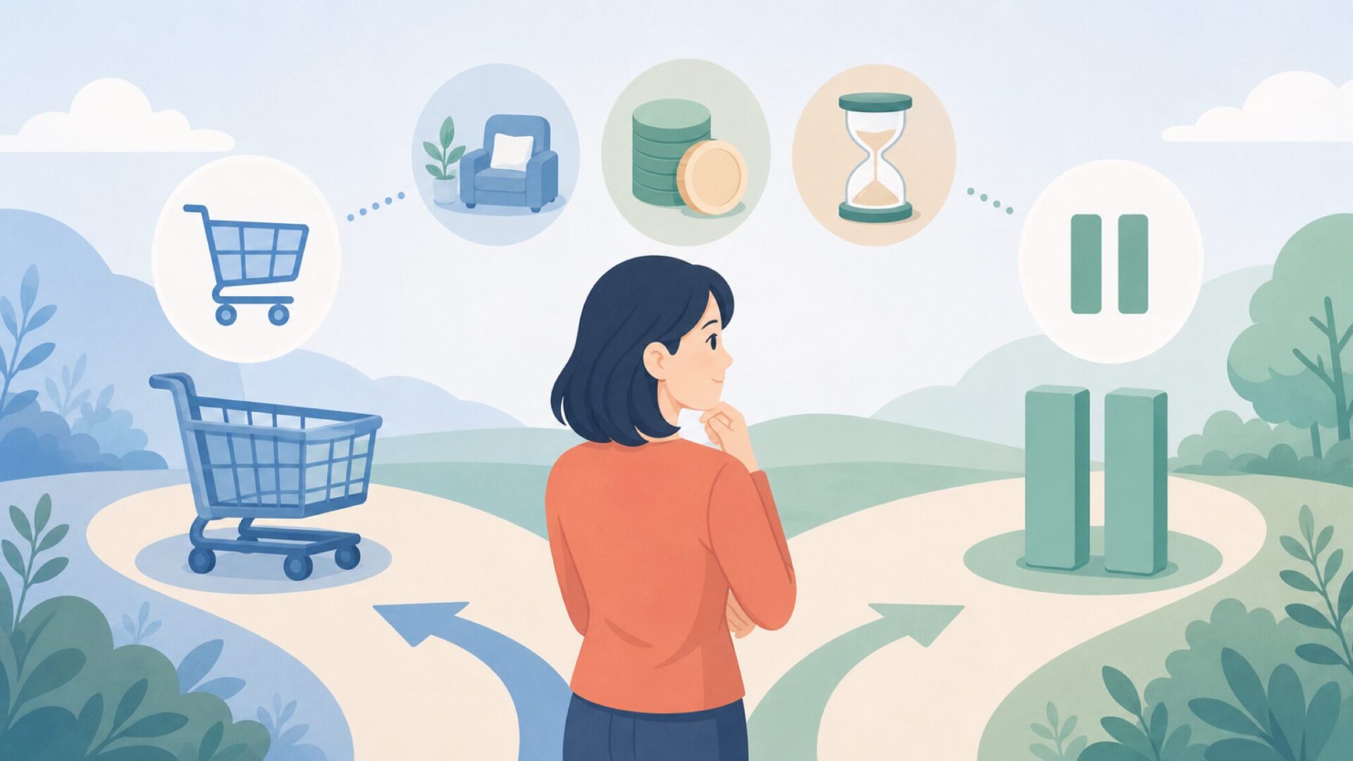 購入判断を整理する買い物前のイラスト