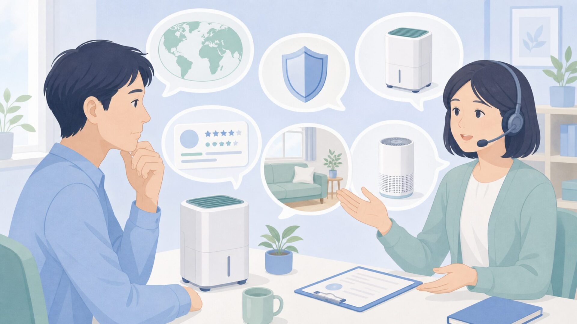 Kloudicの疑問を整理する相談風景のイラスト