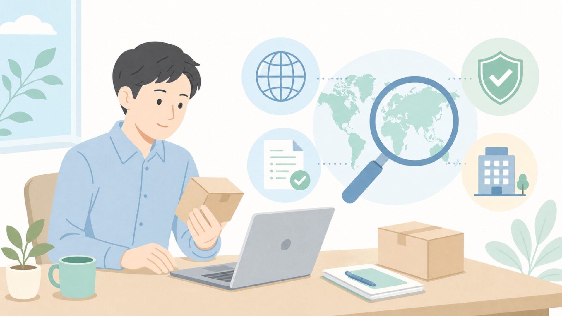 会社情報と国を調べる人物